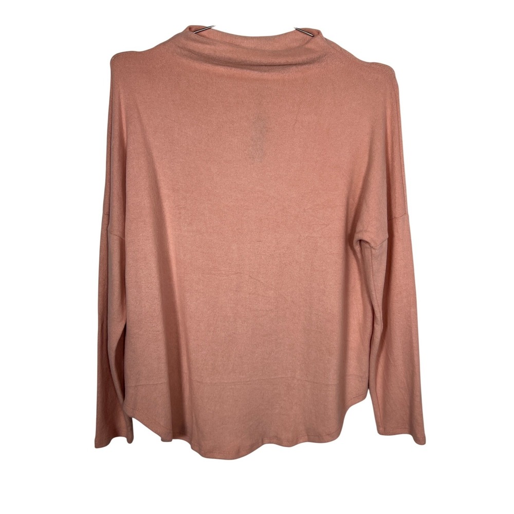 Pink Mock Neck Minimalist Sweater Relaxed Fit Drop Shoulder Knit Top 1X New